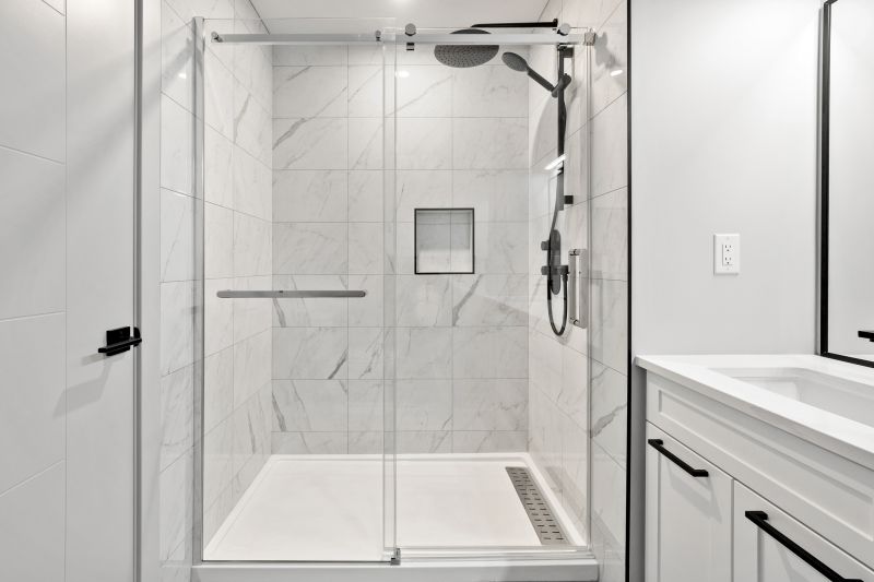 Luxurious Shower with Marble Accents